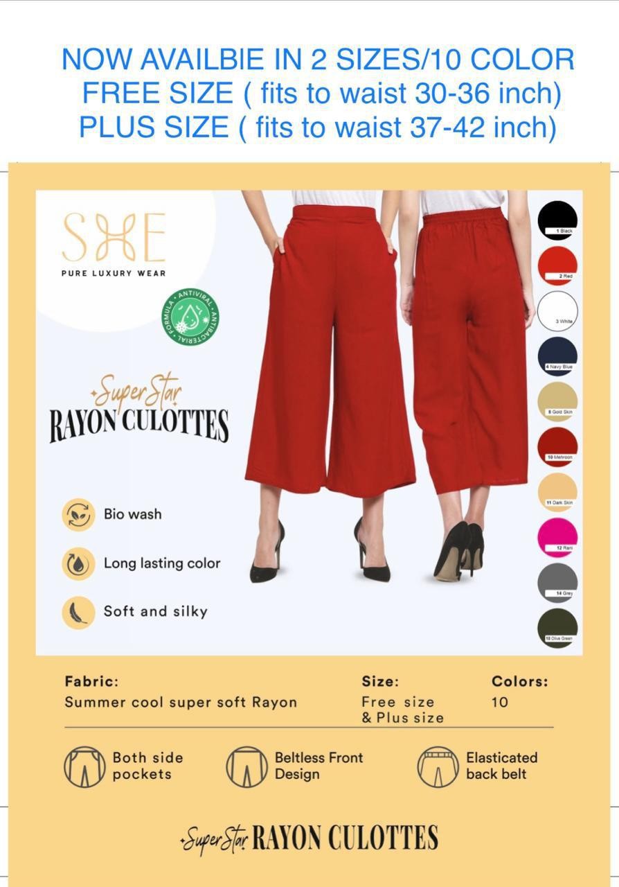 SHE SUPER STAR RAYON CULOTTES-Plus Size